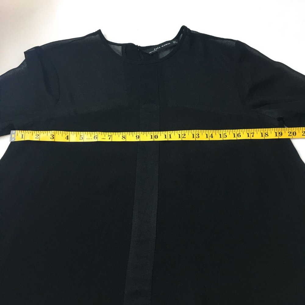 Zara Woman Black Center Stripe Semi Sheer Blouse (L) - Picture 12 of 15